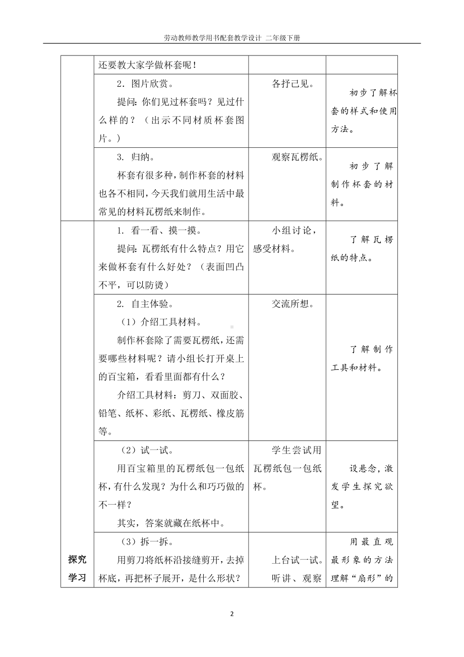 08 杯　套二年级下册劳动 教师教学用书配套教学设计.docx_第2页