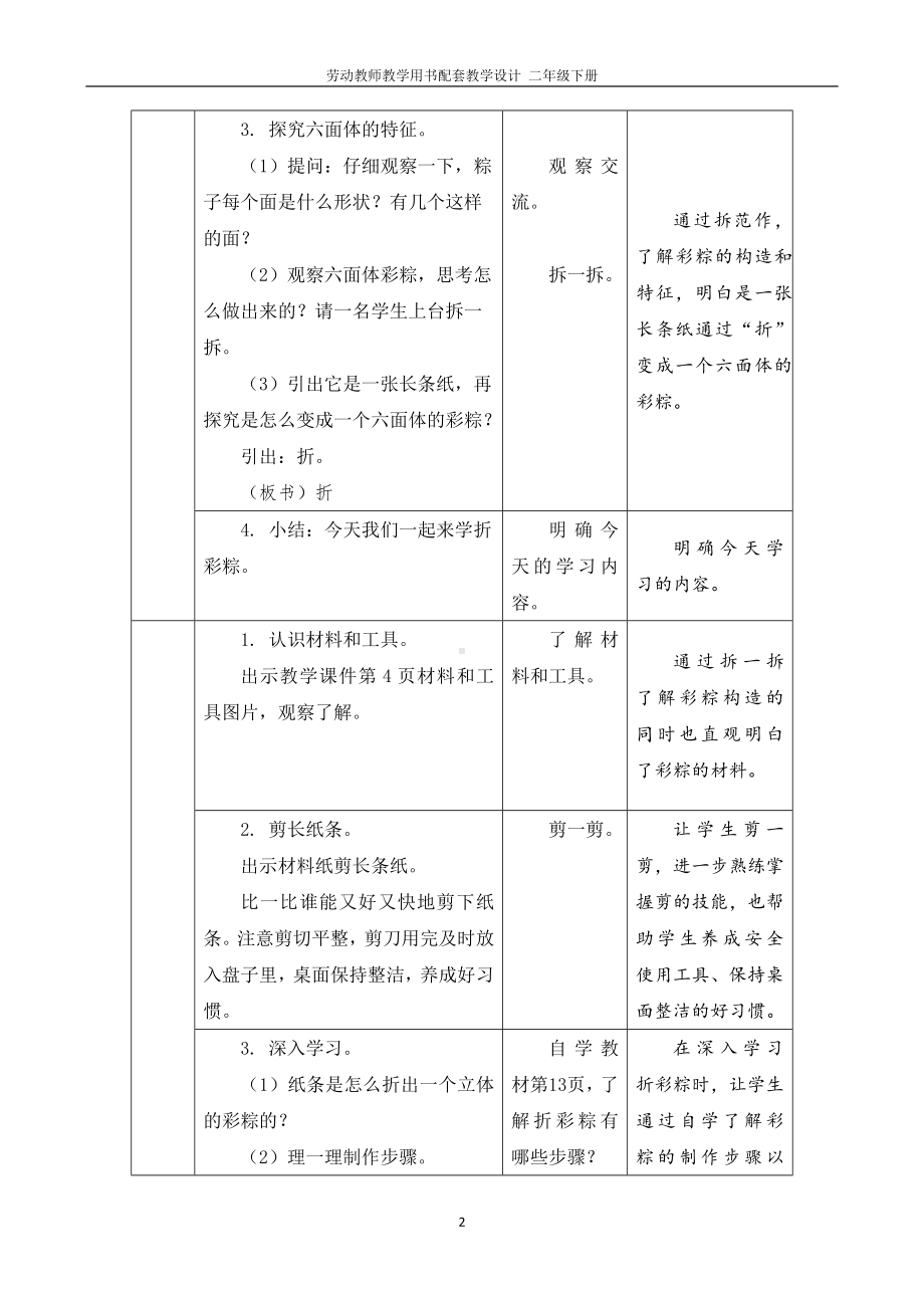 01 折彩粽二年级下册劳动 教师教学用书配套教学设计.docx_第2页