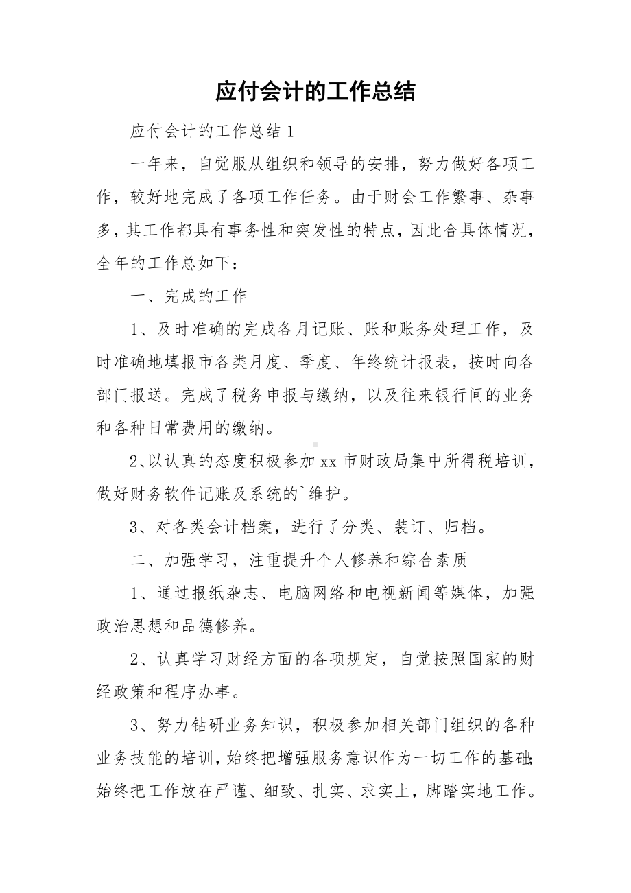 应付会计的工作总结.doc_第1页