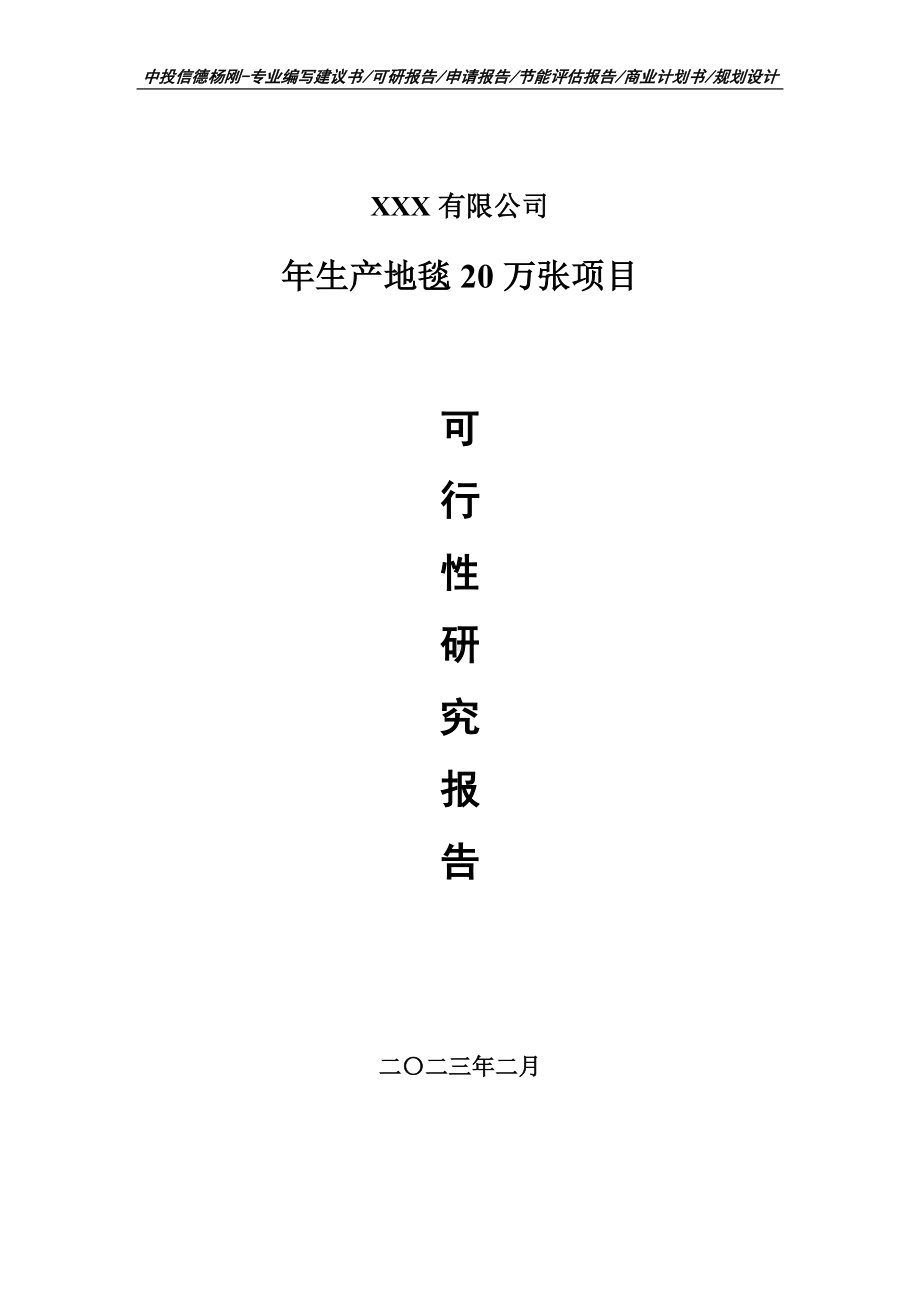 年生产地毯20万张建设项目申请备案可行性研究报告.doc_第1页