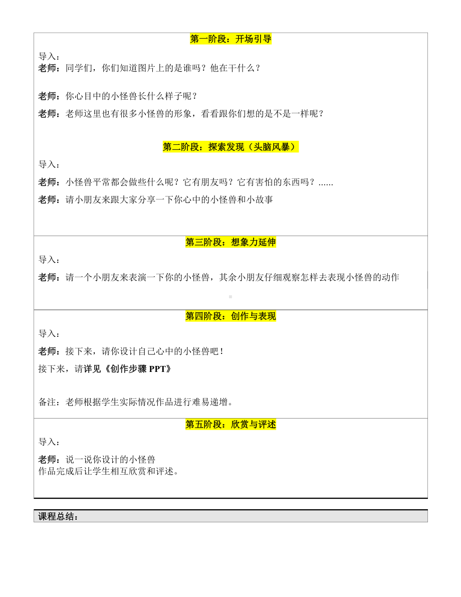 一年级上册美术课外A班教案-小怪兽—教案-全国通用.doc_第2页