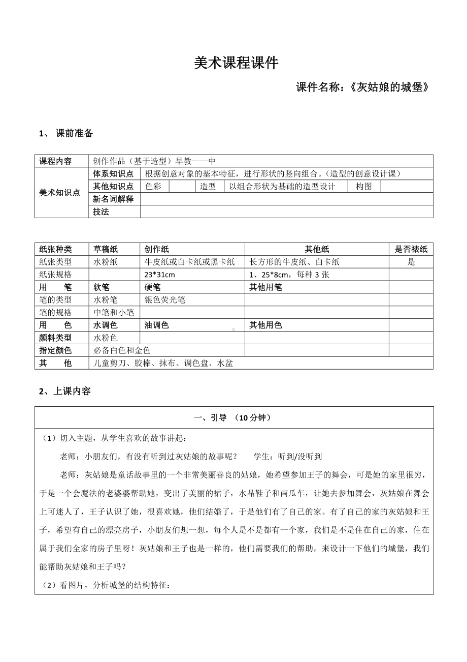 一年级上册美术课外班素材-灰姑娘的城堡 全国通用.doc_第1页