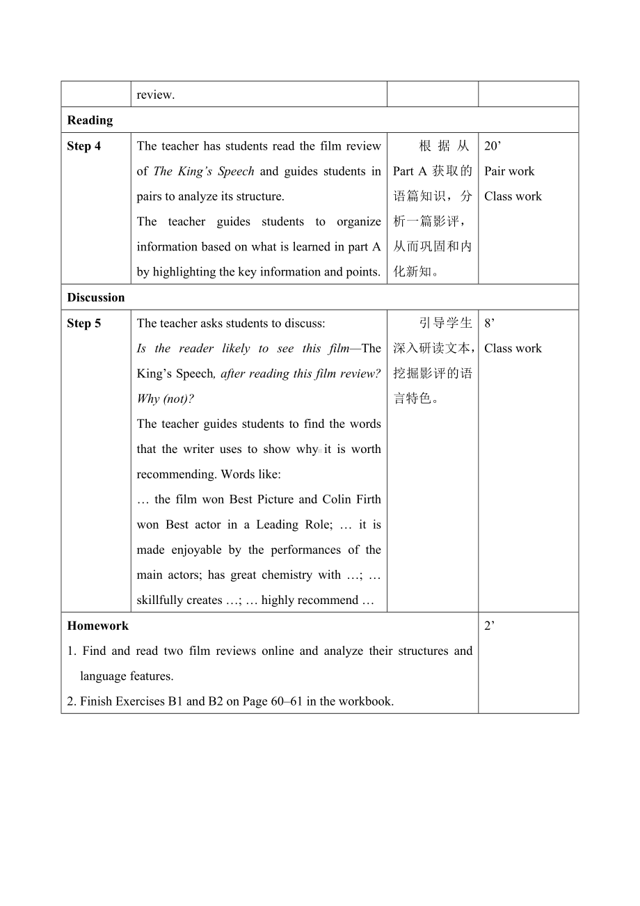 Unit1Lights,camera,action! Integrated skills 1 教案（表格式）-2023新牛津译林版（2019）《高中英语》必修第二册.docx_第2页