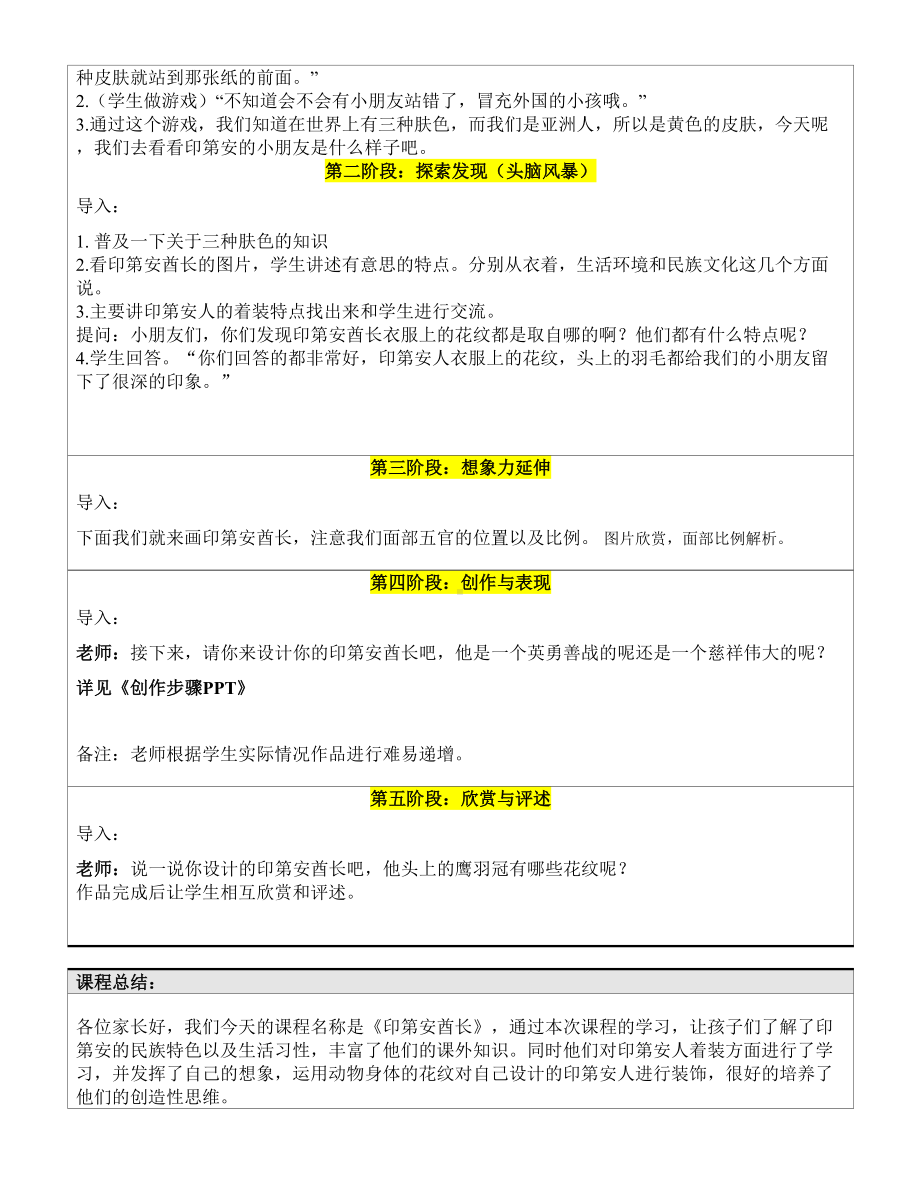 一年级上册美术课外A班教案-印第安酋长—教案-全国通用.doc_第2页