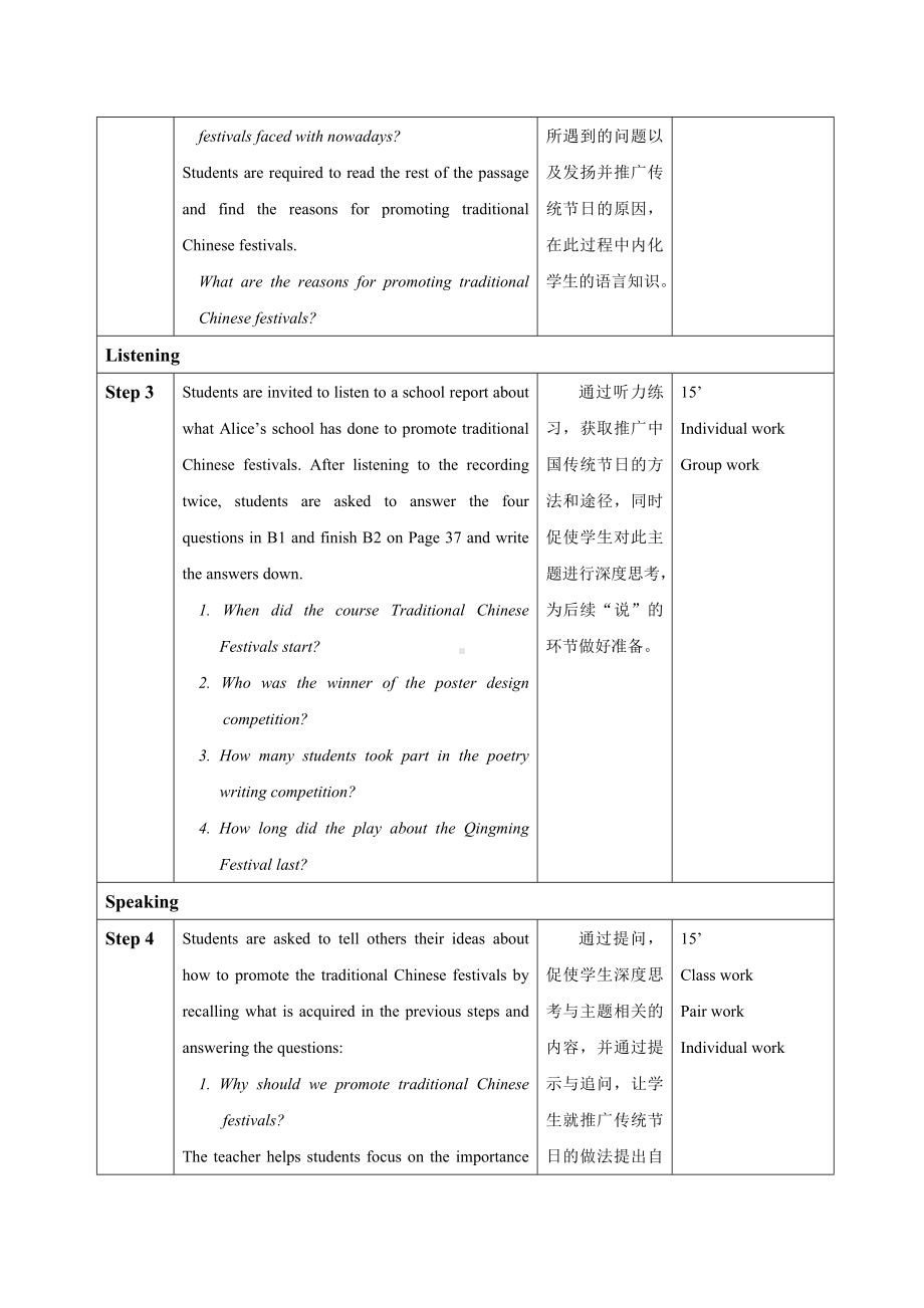 Unit3Festivals and customs Integrated skills 1 教案（表格式）-2023新牛津译林版（2019）《高中英语》必修第二册.docx_第2页