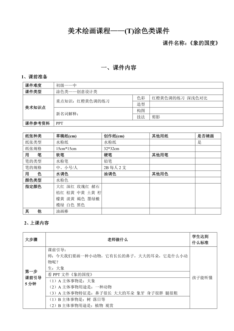 一年级上册美术课外班素材-象的国度 -全国通用.doc_第1页