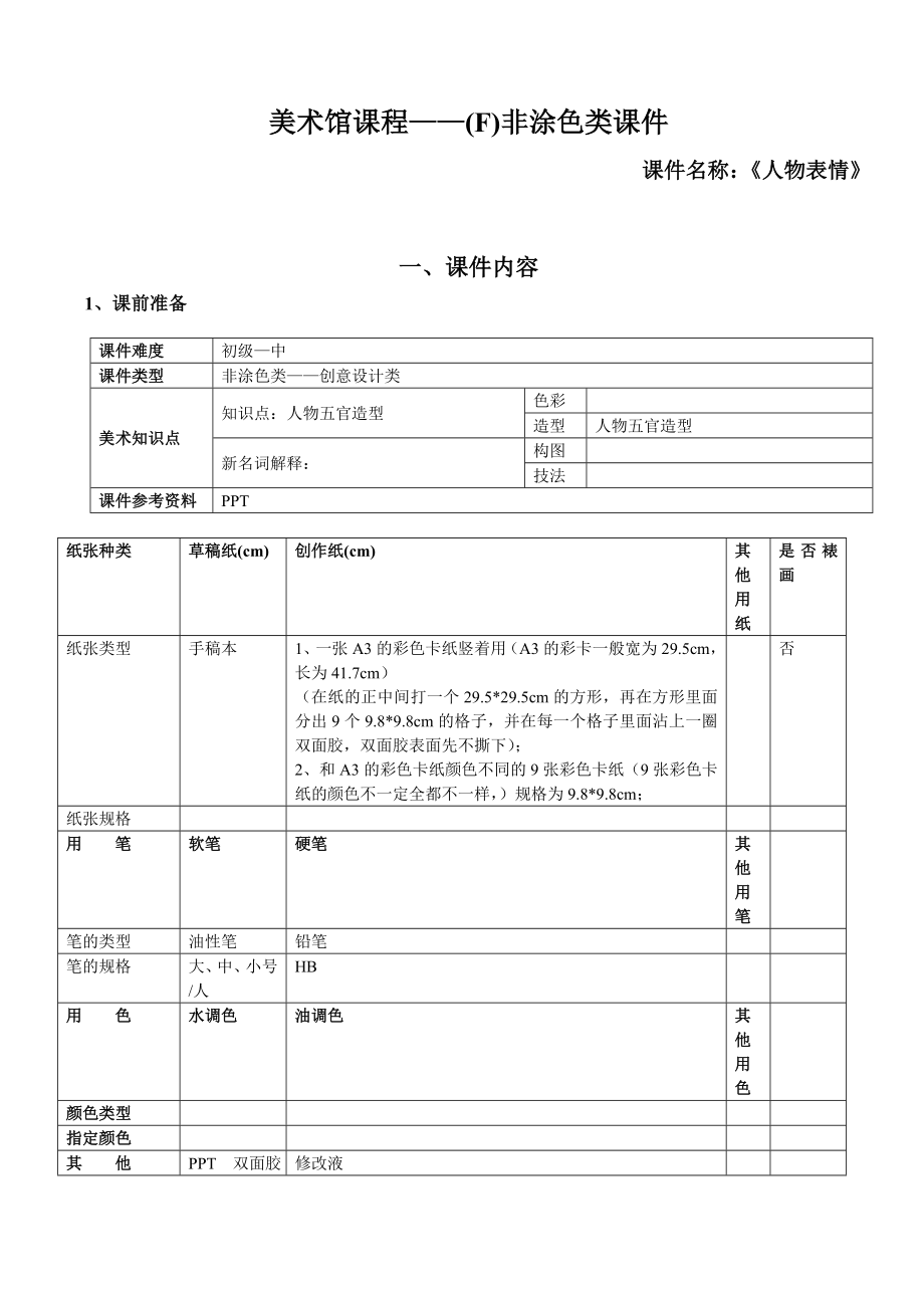 一年级上册美术课外班素材-非涂色类—人物表情-全国通用.doc_第1页