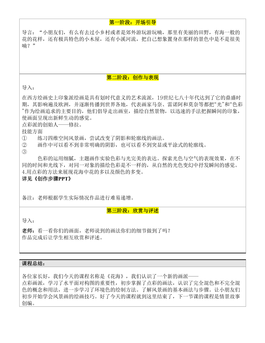 一年级上册美术课外A班教案-花海—教案-全国通用.doc_第2页