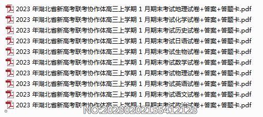 2023 年湖北省新高考联考协作体高三上学期 1 月期末考试各科试卷+答案+答题卡.rar