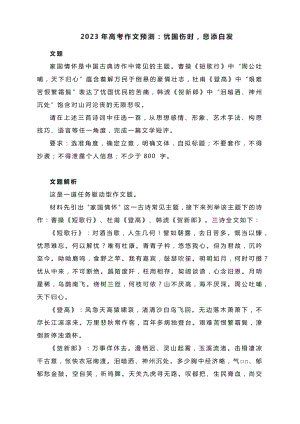 2023年高考作文预测：忧国伤时悲添白发.docx