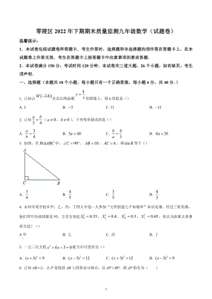 湖南省永州市零陵区2022-2023学年九年级上学期期末质量监测数学试题.docx