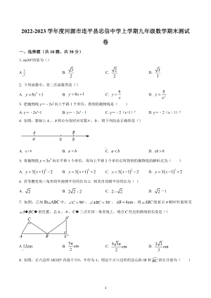 广东省河源市连平县忠信镇中学2022-2023学年九年级上学期数学期末测试卷.docx