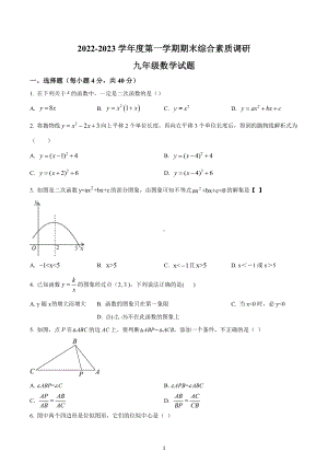 安徽省安庆市第二 2022-2023学年九年级上学期数学期末检测.docx