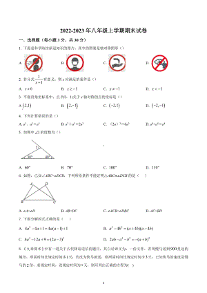 湖北省武汉市东西湖区2022-2023学年八年级上学期期末考试数学试卷.docx