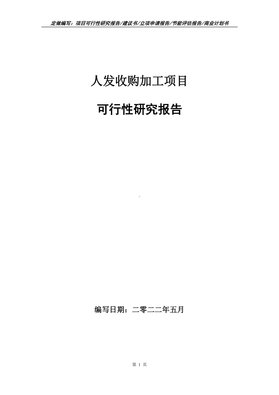 人发收购加工项目可行性报告（写作模板）.doc_第1页