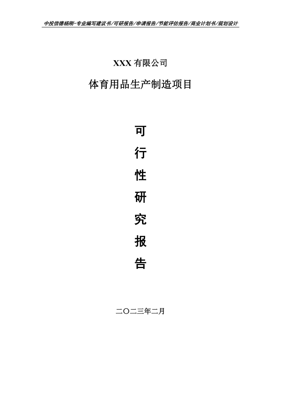 体育用品生产制造项目可行性研究报告建议书.doc_第1页