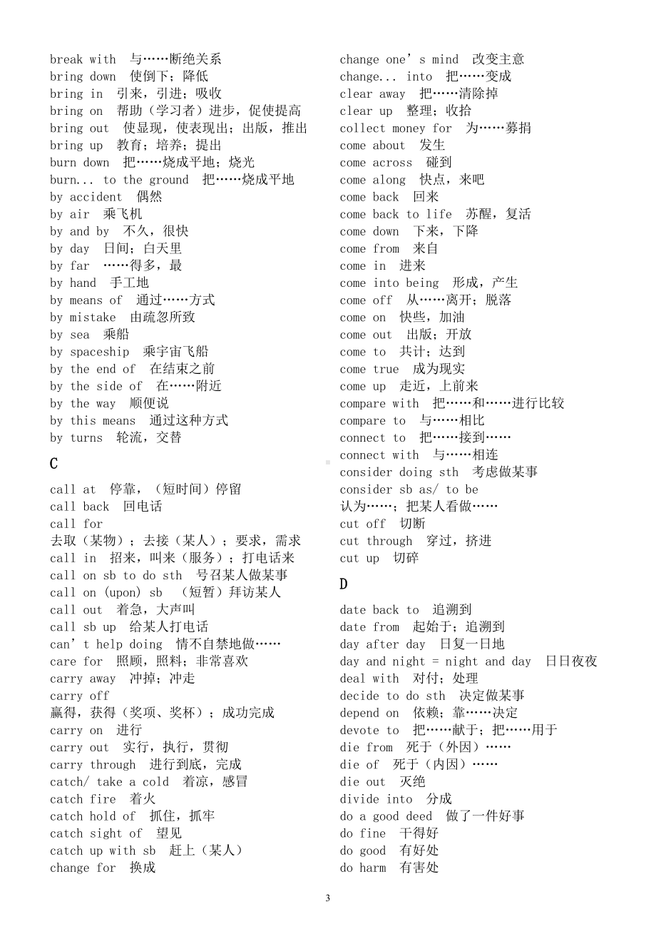 高中英语高考必考短语汇总（按字母顺序编排）.doc_第3页