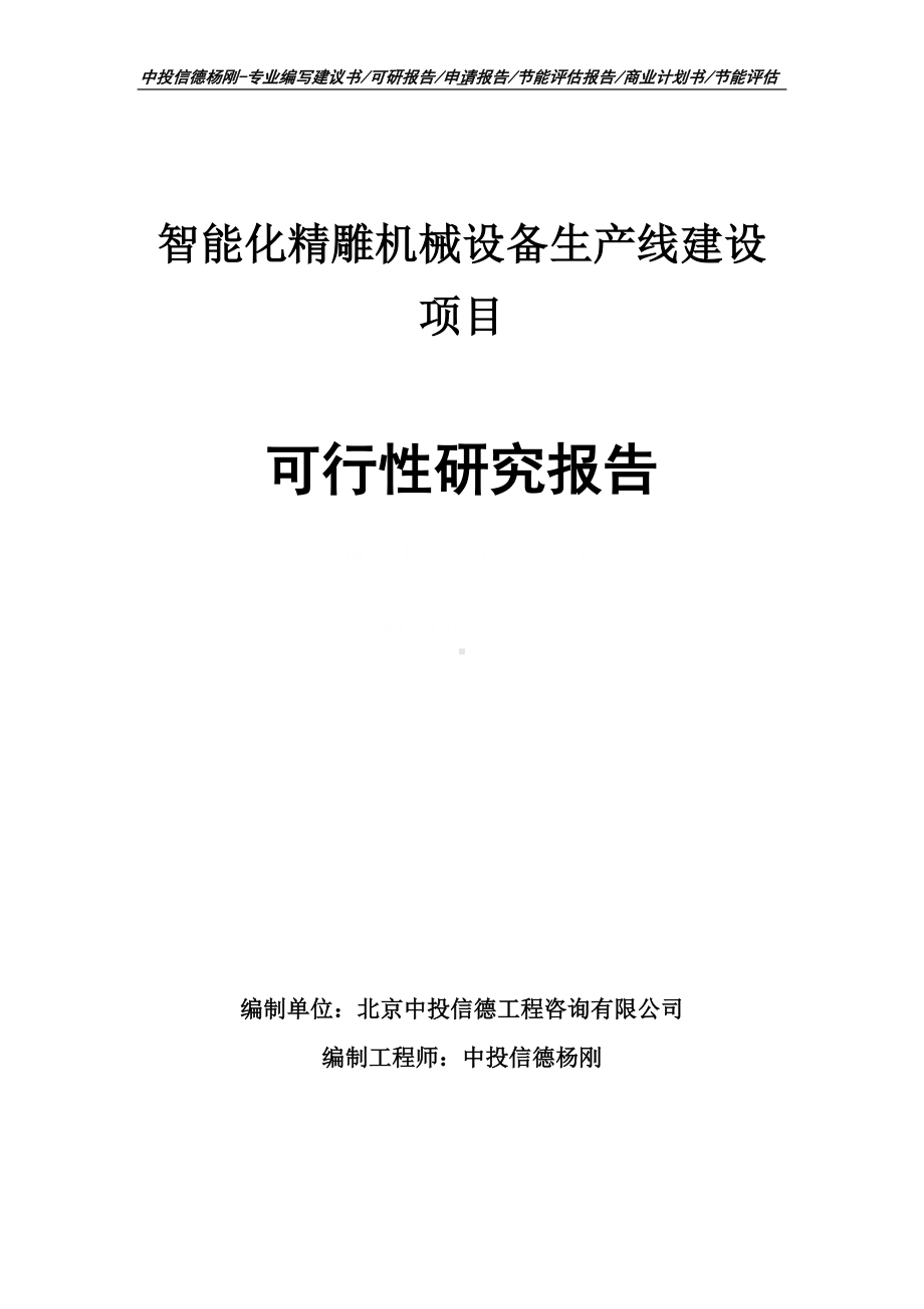 智能化精雕机械设备可行性研究报告申请建议书.doc_第1页