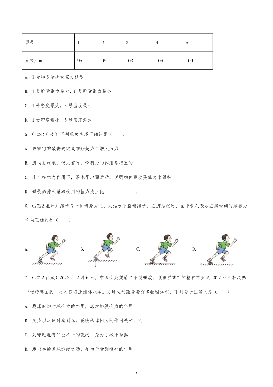 2023年中考物理专项复习 运动与力专题.docx_第2页