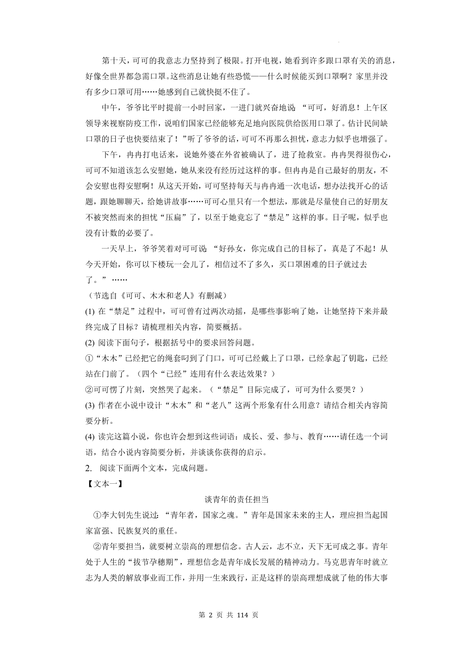 2023年中考语文复习：现代文阅读 刷题练习题汇编（含答案解析）.docx_第2页