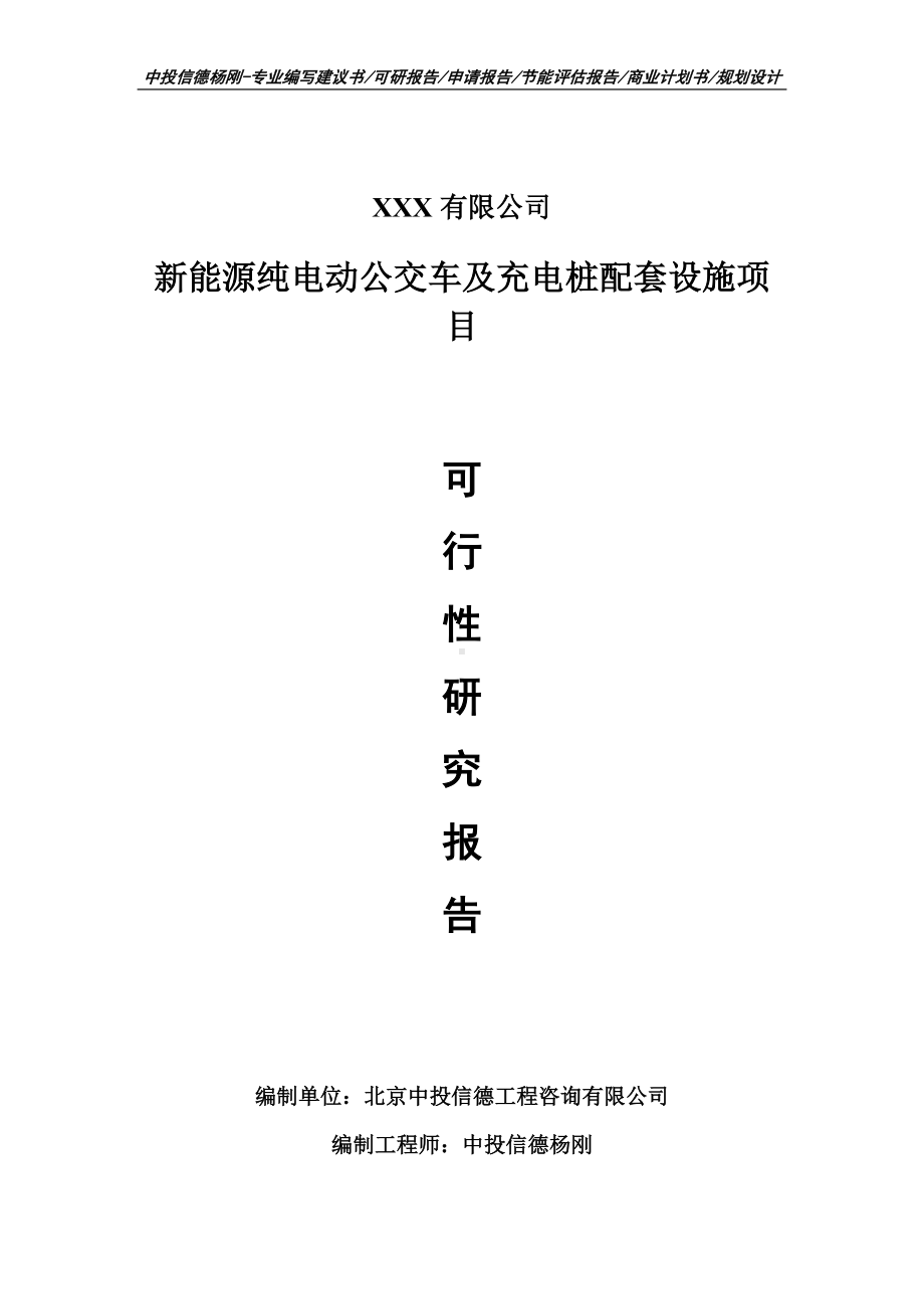 新能源纯电动公交车及充电桩配套设施项目可行性研究报告.doc_第1页