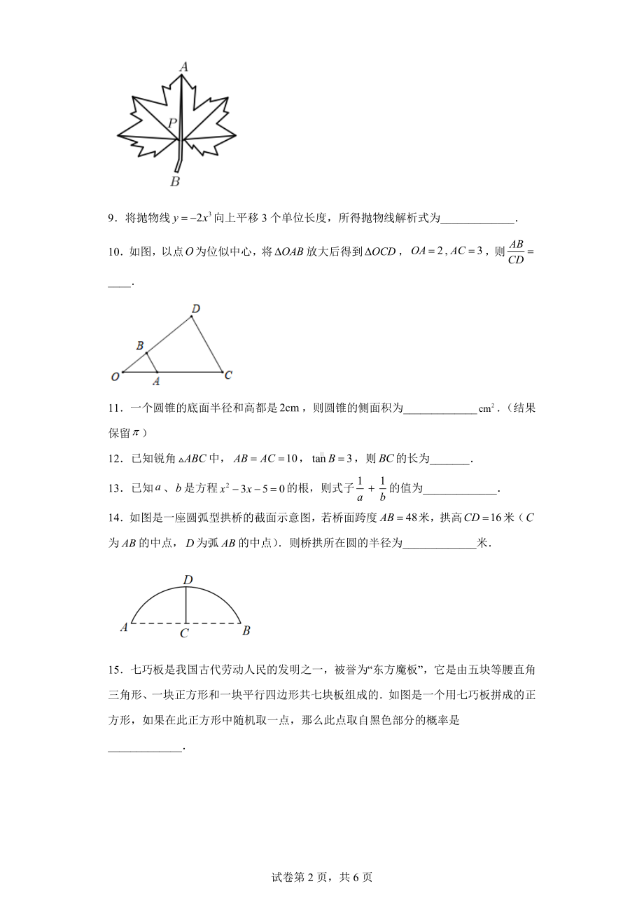 江苏省泰州市泰兴市2022-2023学年九年级上学期期末数学试题.docx_第2页