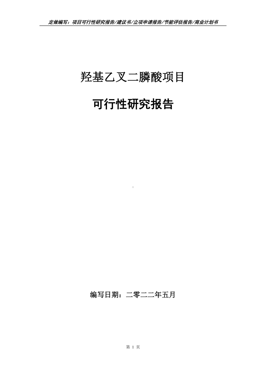 羟基乙叉二膦酸项目可行性报告（写作模板）.doc_第1页