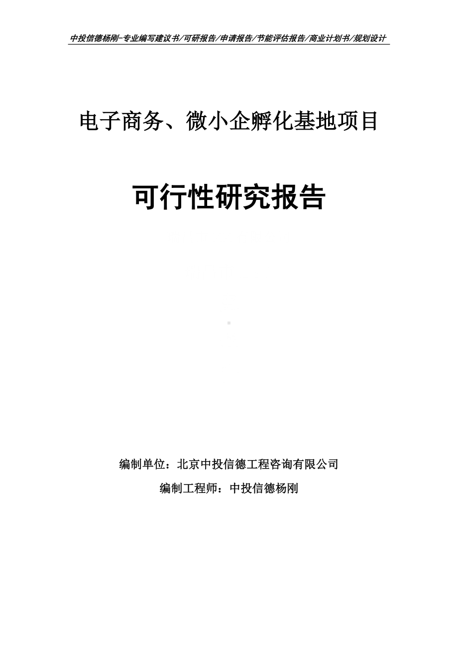 电子商务、微小企孵化基地可行性研究报告立项建议书.doc_第1页