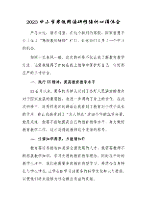 XX小学老师寒假网络研修学习心得体会（共5篇）.doc