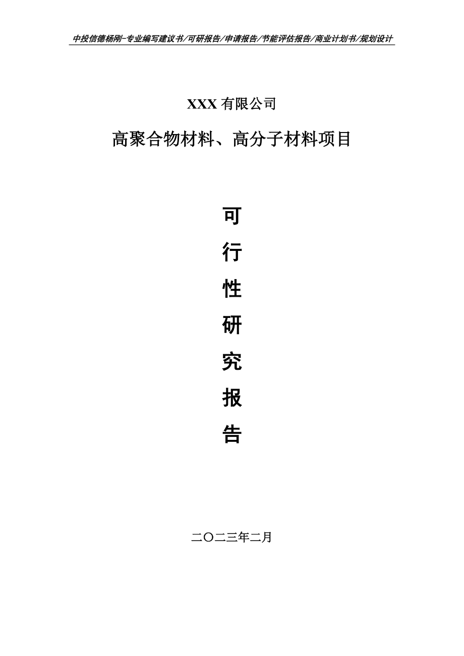 高聚合物材料、高分子材料项目可行性研究报告建议书.doc_第1页