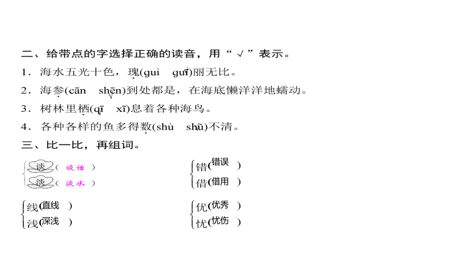 三年级上册语文习题课件-第6单元 18%E3%80%80富饶的西沙群岛 人教部编版(共12张PPT).ppt_第3页