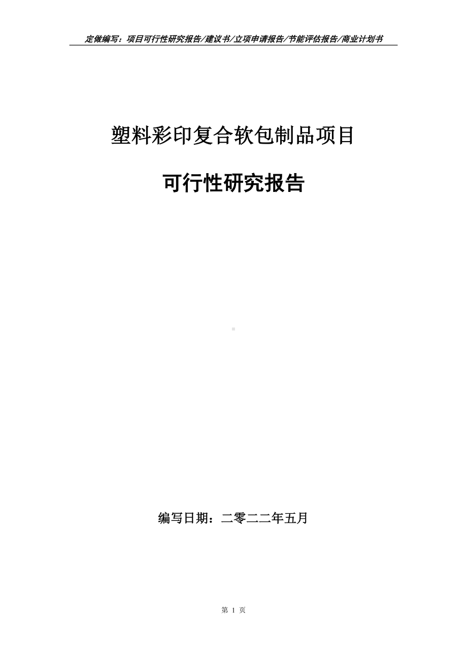 塑料彩印复合软包制品项目可行性报告（写作模板）.doc_第1页