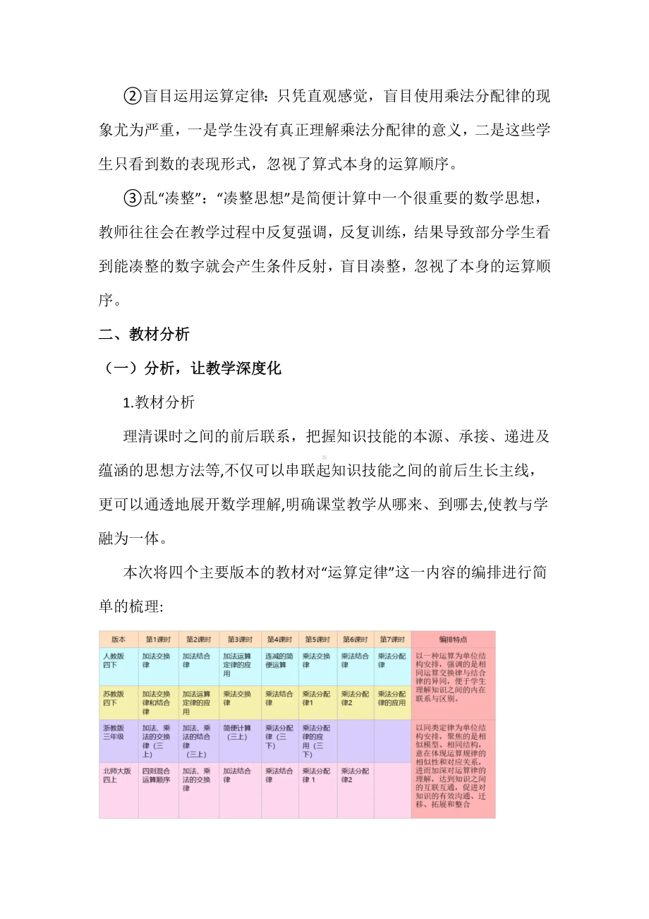 数学课程标准下的学历案设计：四下三单元《运算律》单元整合设计.docx_第2页