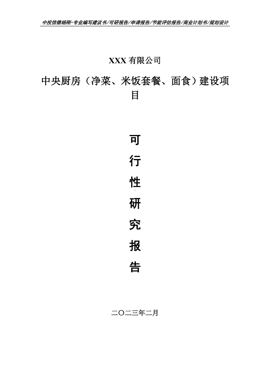 中央厨房（净菜、米饭套餐、面食）可行性研究报告建议书.doc_第1页