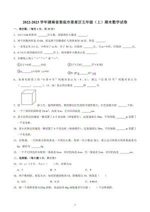 2022-2023学年湖南省娄底市娄星区五年级（上）期末数学试卷.docx