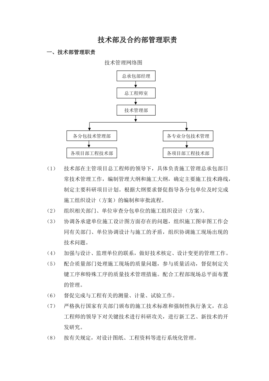 技术部及合约部管理职责.docx_第1页