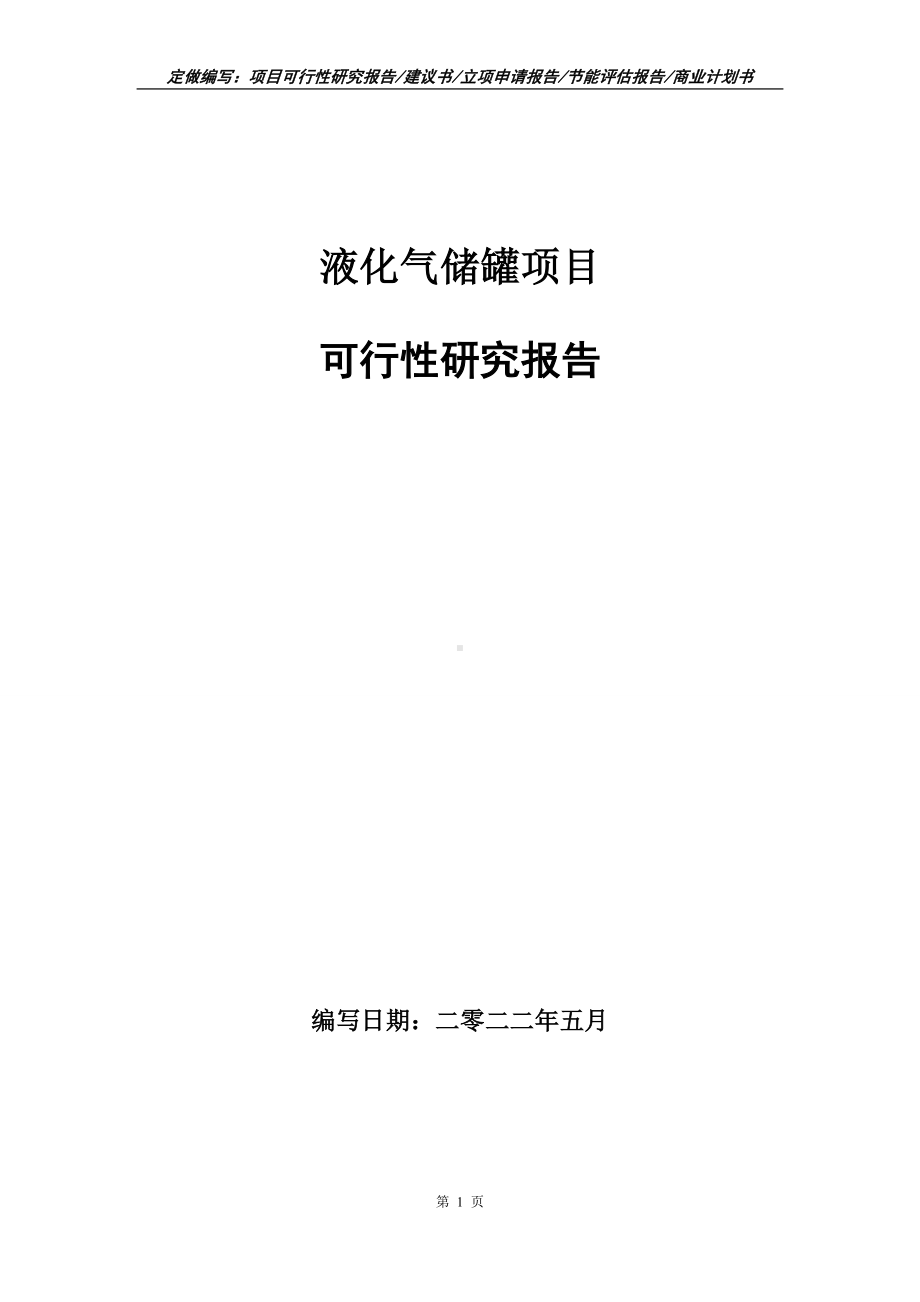 液化气储罐项目可行性报告（写作模板）.doc_第1页