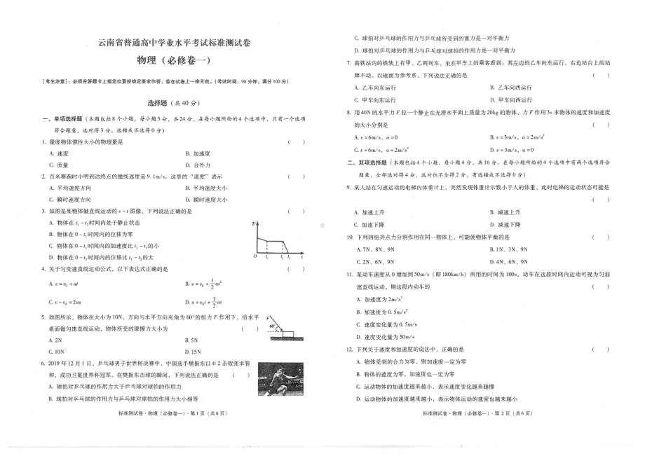 2023年云南省高中学业水平模拟测试卷（3套专题卷+6套模拟卷）.pdf_第1页