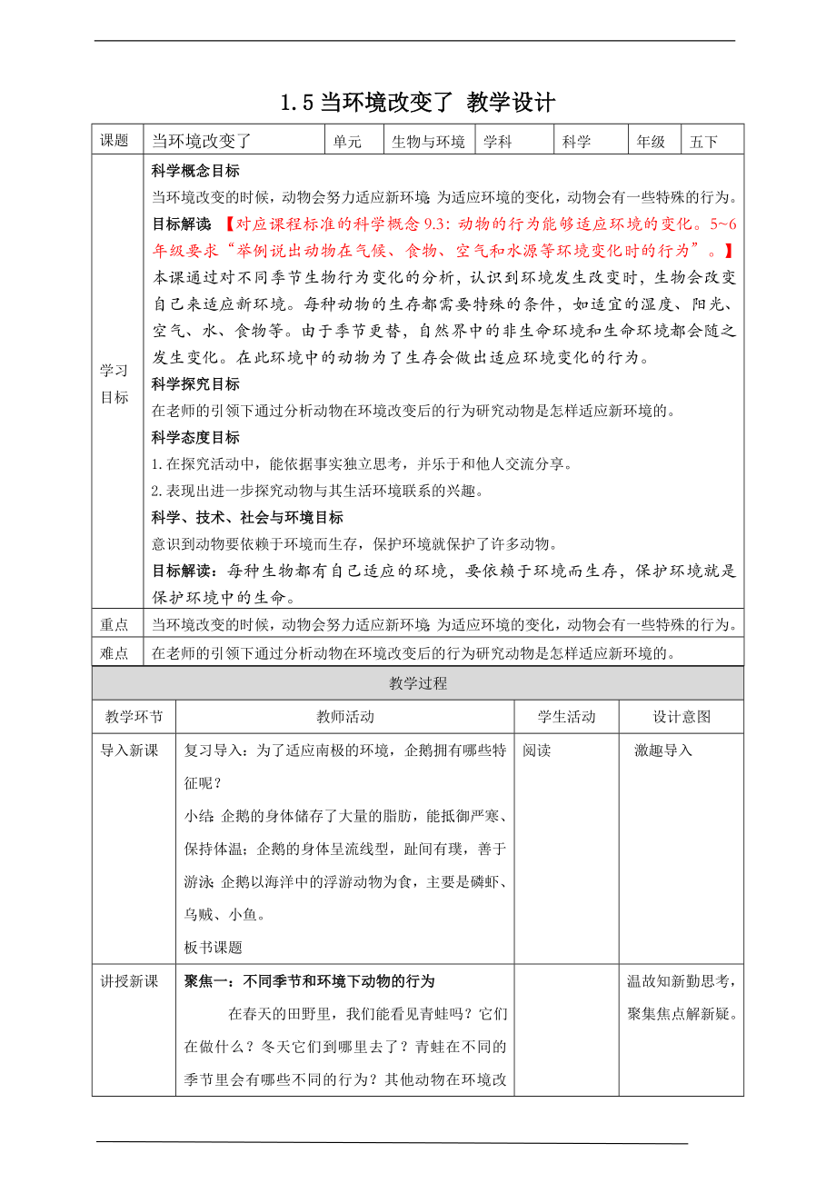 1.5当环境改变了 ppt课件（18张PPT）+教案+试题+素材-2023新教科版（2017秋）五年级下册《科学》.rar