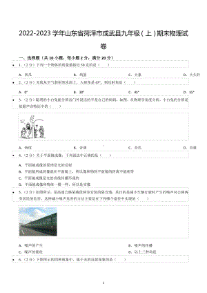 2022-2023学年山东省菏泽市成武县九年级（上）期末物理试卷.docx