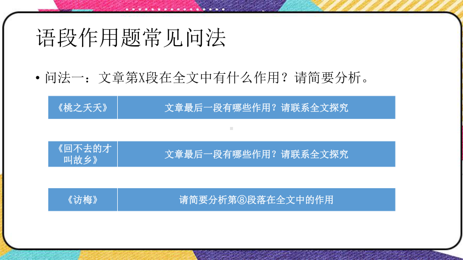 2021年中考语文一轮复习：记叙文阅读语段作用题（共35张PPT）ppt课件.pptx_第2页