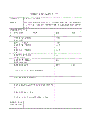 公司风险控制措施落实及检查表（进入受限空间作业）.docx