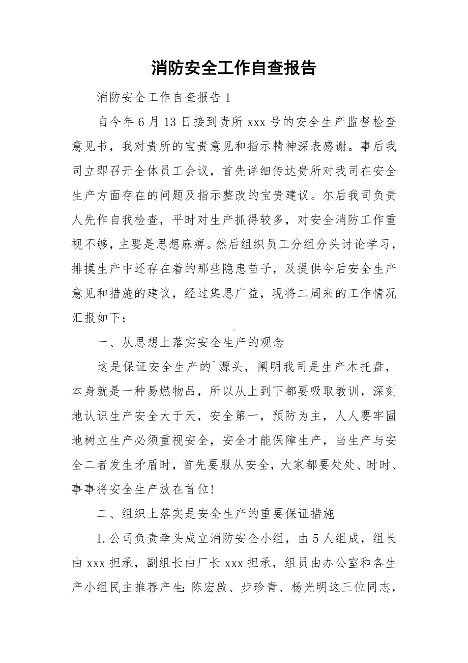 消防安全工作自查报告.doc_第1页