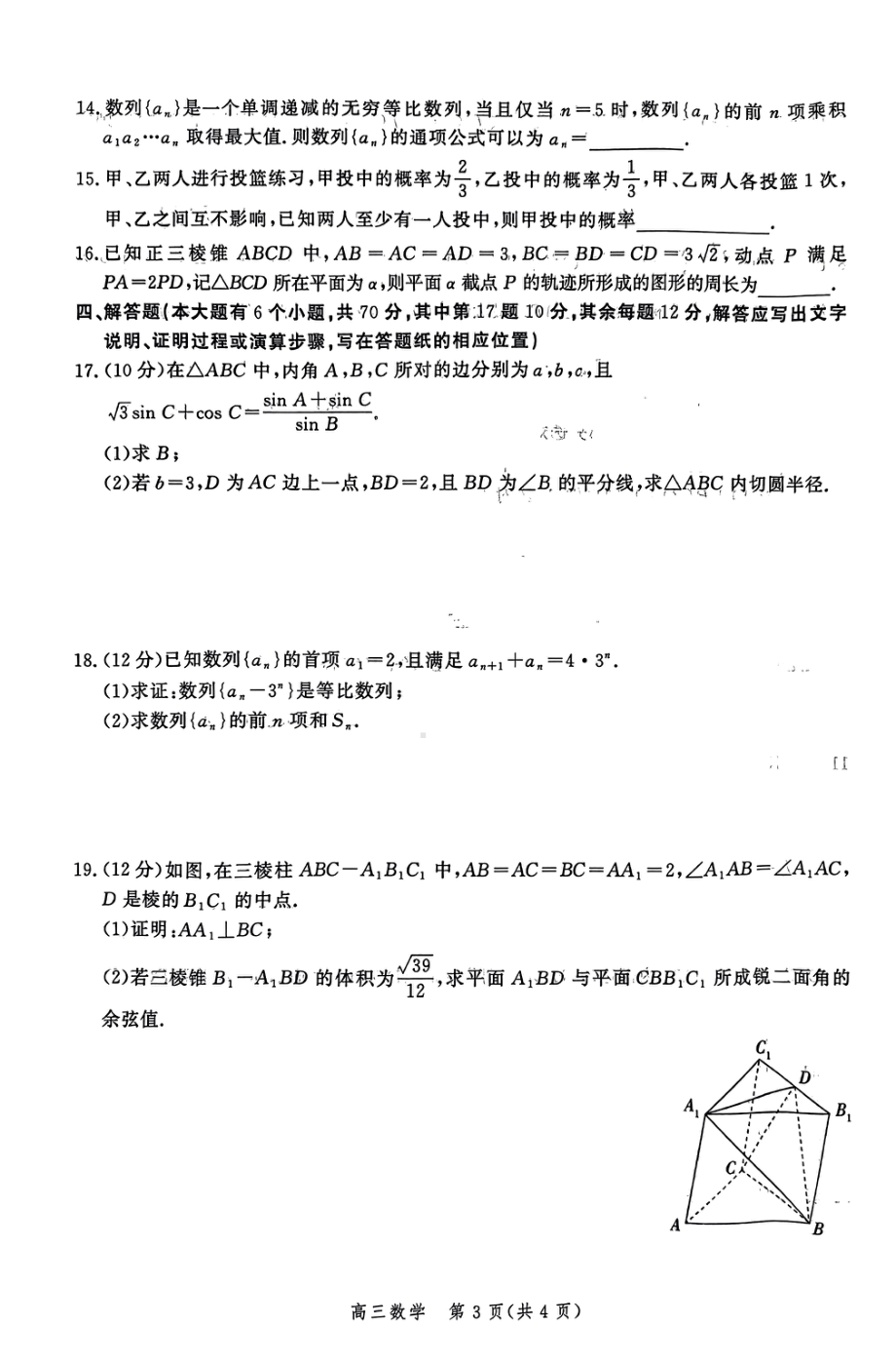 河北省2023届高三下学期大数据应用调研联合测评（Ⅱ）数学试题.pdf_第3页