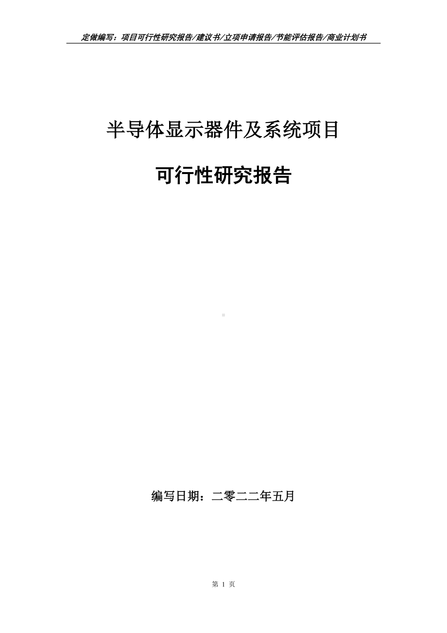 半导体显示器件及系统项目可行性报告（写作模板）.doc_第1页