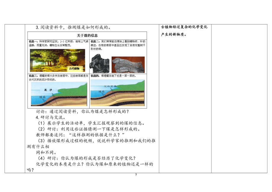 5.《地球家园的化学变化》（表格式）教案（含课堂练习和反思）-2023新教科版六年级下册《科学》.docx_第3页