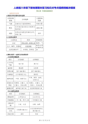 人教版八年级下册地理期末复习知识点考点提纲精编详细版（实用必备！）.docx