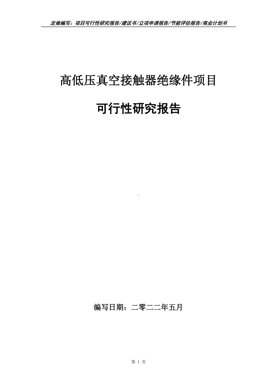 高低压真空接触器绝缘件项目可行性报告（写作模板）.doc_第1页