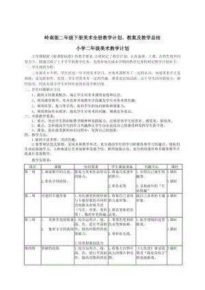 新岭南版二年级下册《美术》全册教学计划、教案及教学总结.pdf