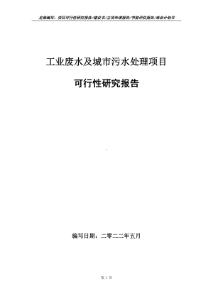 工业废水及城市污水处理项目可行性报告（写作模板）.doc